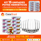 KIT 15 POTES HERMÉTICOS + 10 COPOS!