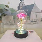 Rosa Encantada com Luz LED –  com Cúpula Decorativa Iluminada