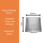 Copo de Whisky Giratório de Vidro 150ml (Kit com 3)