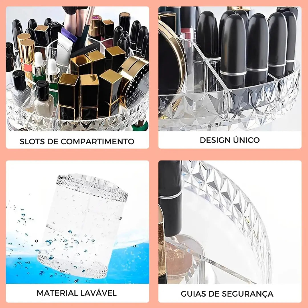 Organizador de Maquiagem em Acrílico Giratório 360°