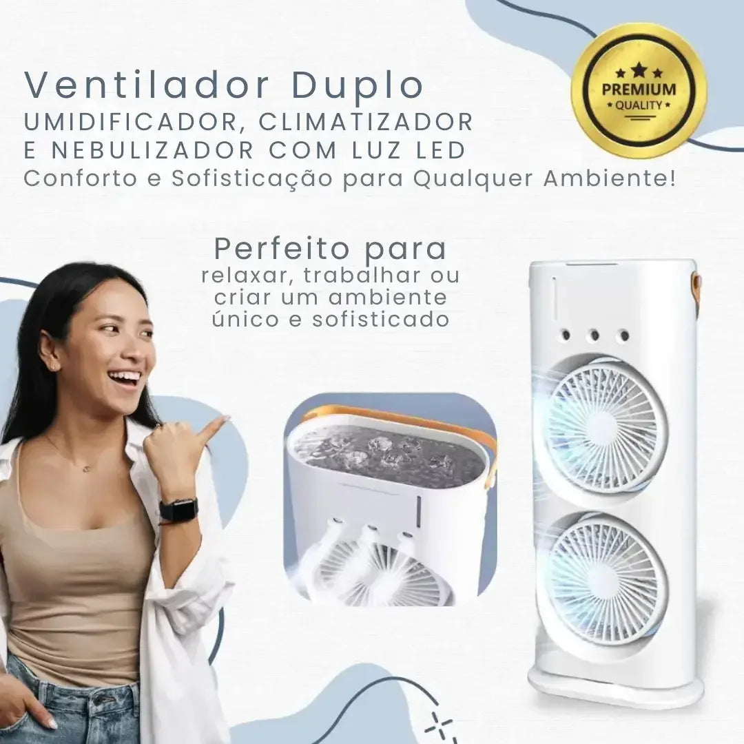 Mini Climatizador de Ar Portátil 3 em 1 USB Silencioso