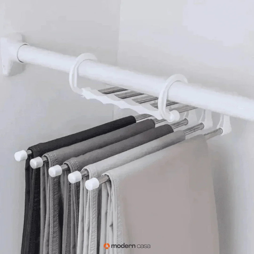 Cabide Organizador Inox para Calças - Retrátil 5 em 1