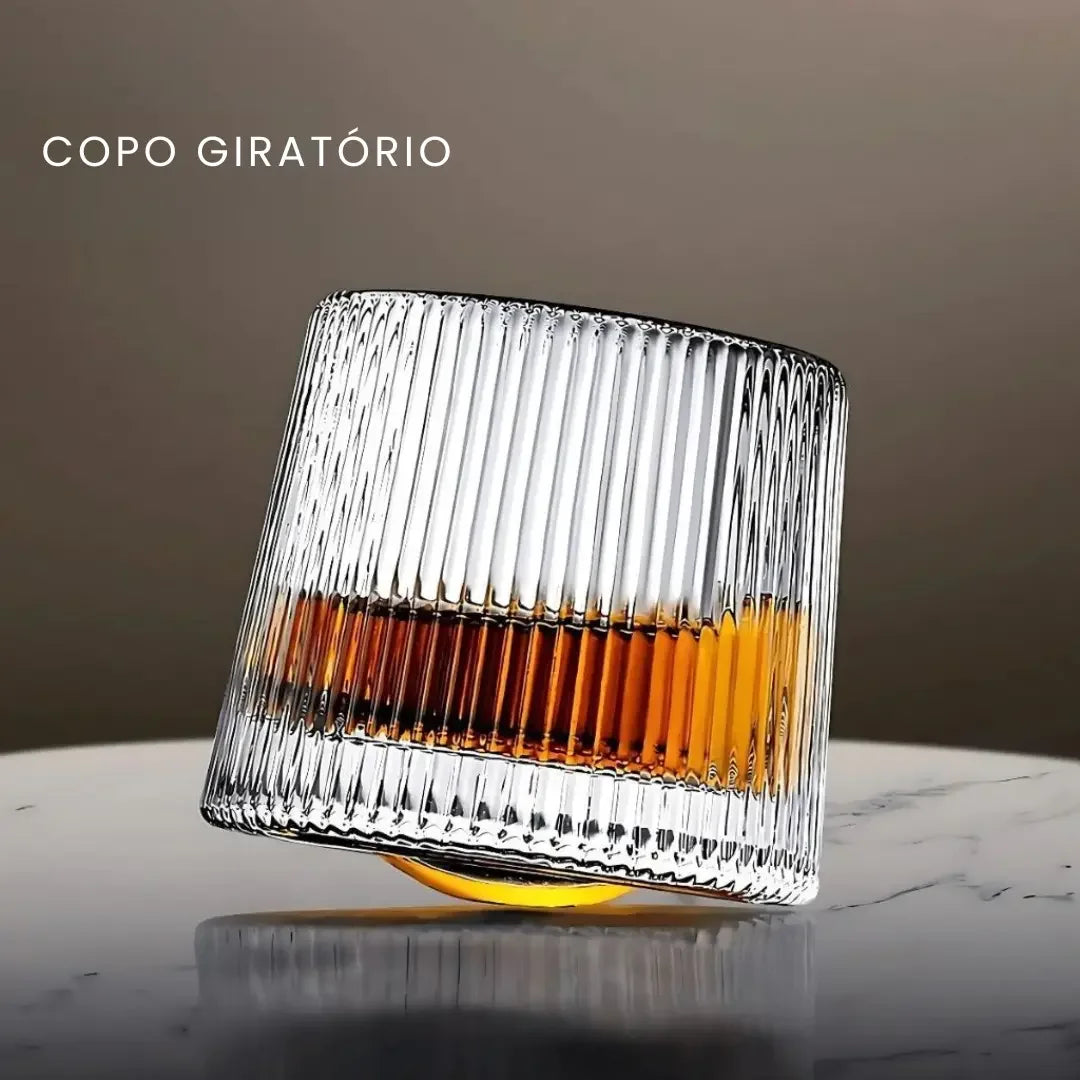 Copo de Whisky Giratório de Vidro Listrado (Kit 6 Unid)