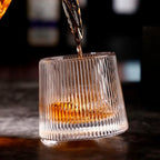 Copo de Whisky Giratório de Vidro Listrado (Kit 6 Unid)
