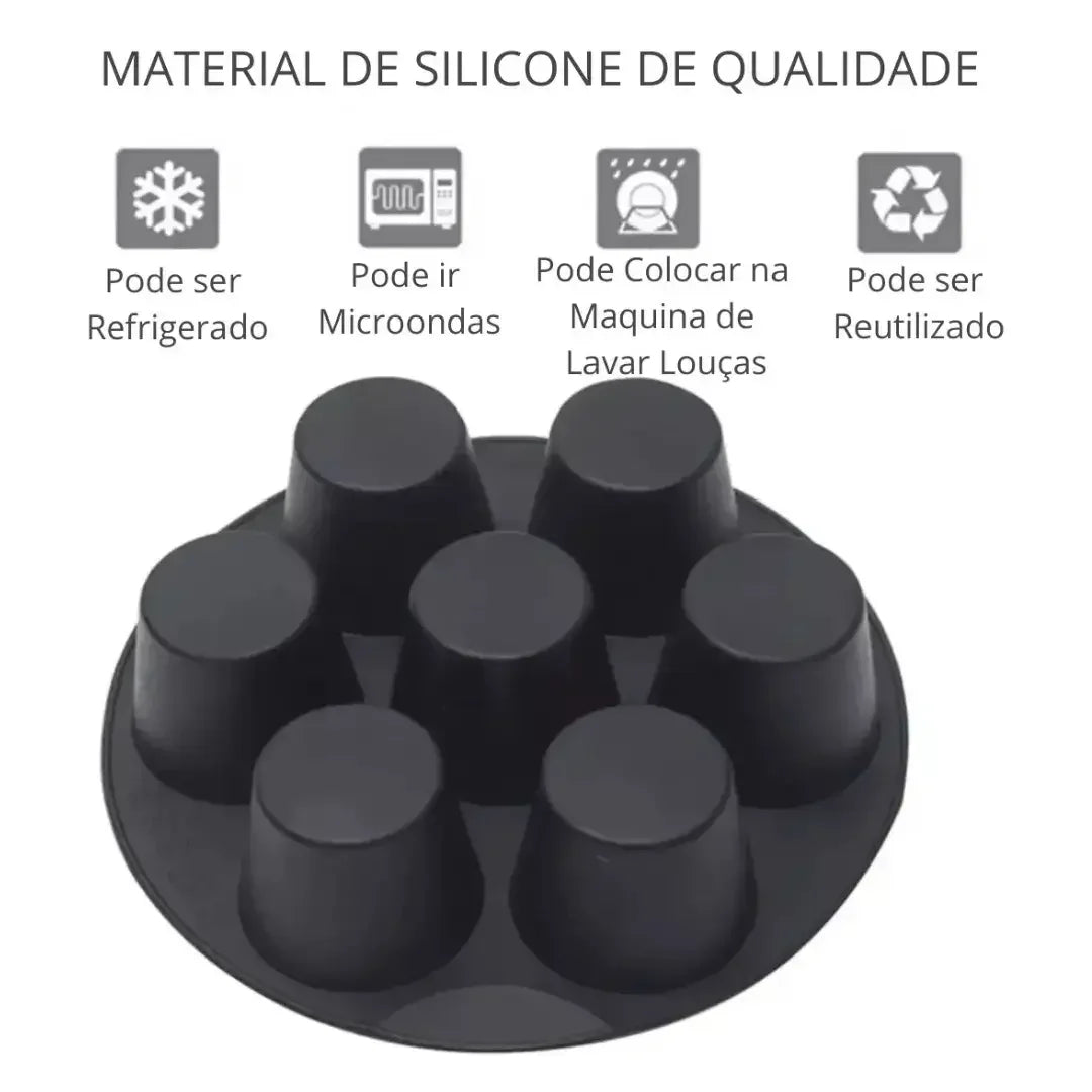 Forma de Silicone para Air Fryer com 7 Cavidades – Antiaderente para Cupcakes, Muffins e Mini Bolos