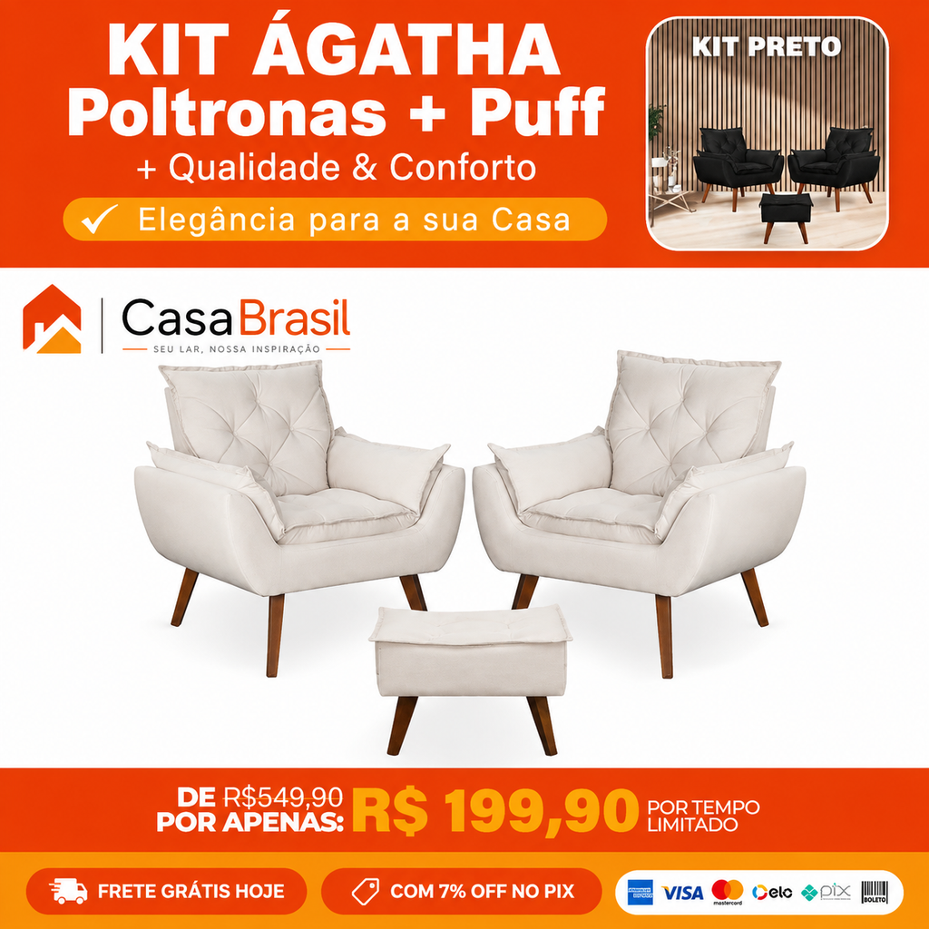 Kit Ágatha Poltronas + Puff!