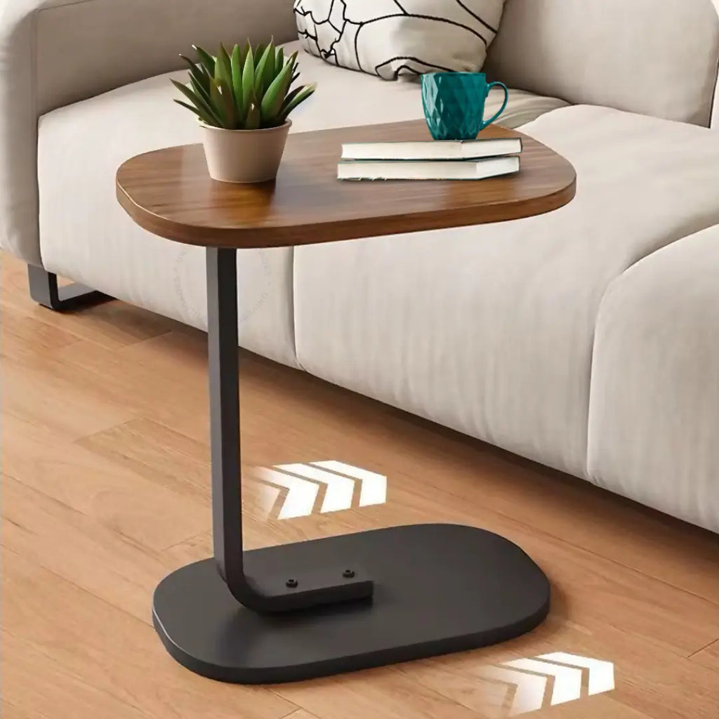 Mesa Lateral Portátil | Ferro e MDF para Sala e Quarto
