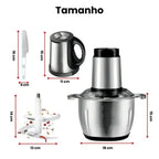 Moedor e Triturador de Alimentos Elétrico 300W em Aço Inox
