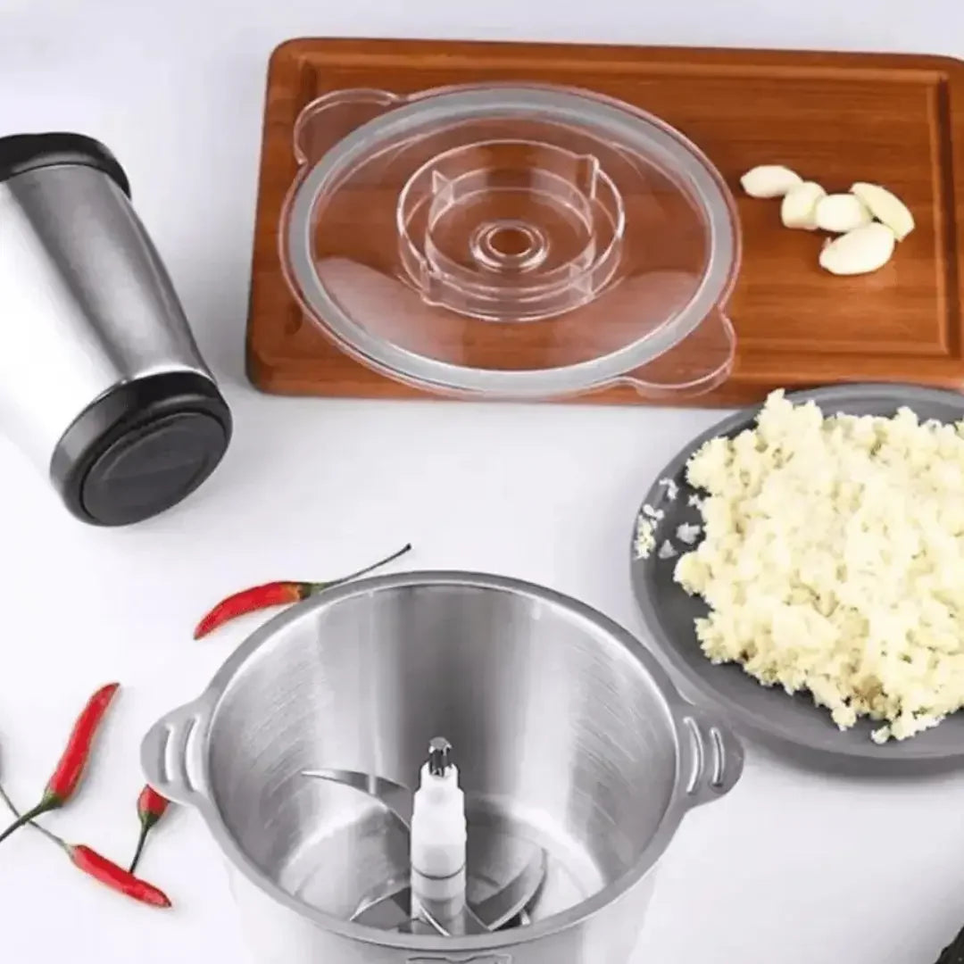 Moedor e Triturador de Alimentos Elétrico 300W em Aço Inox