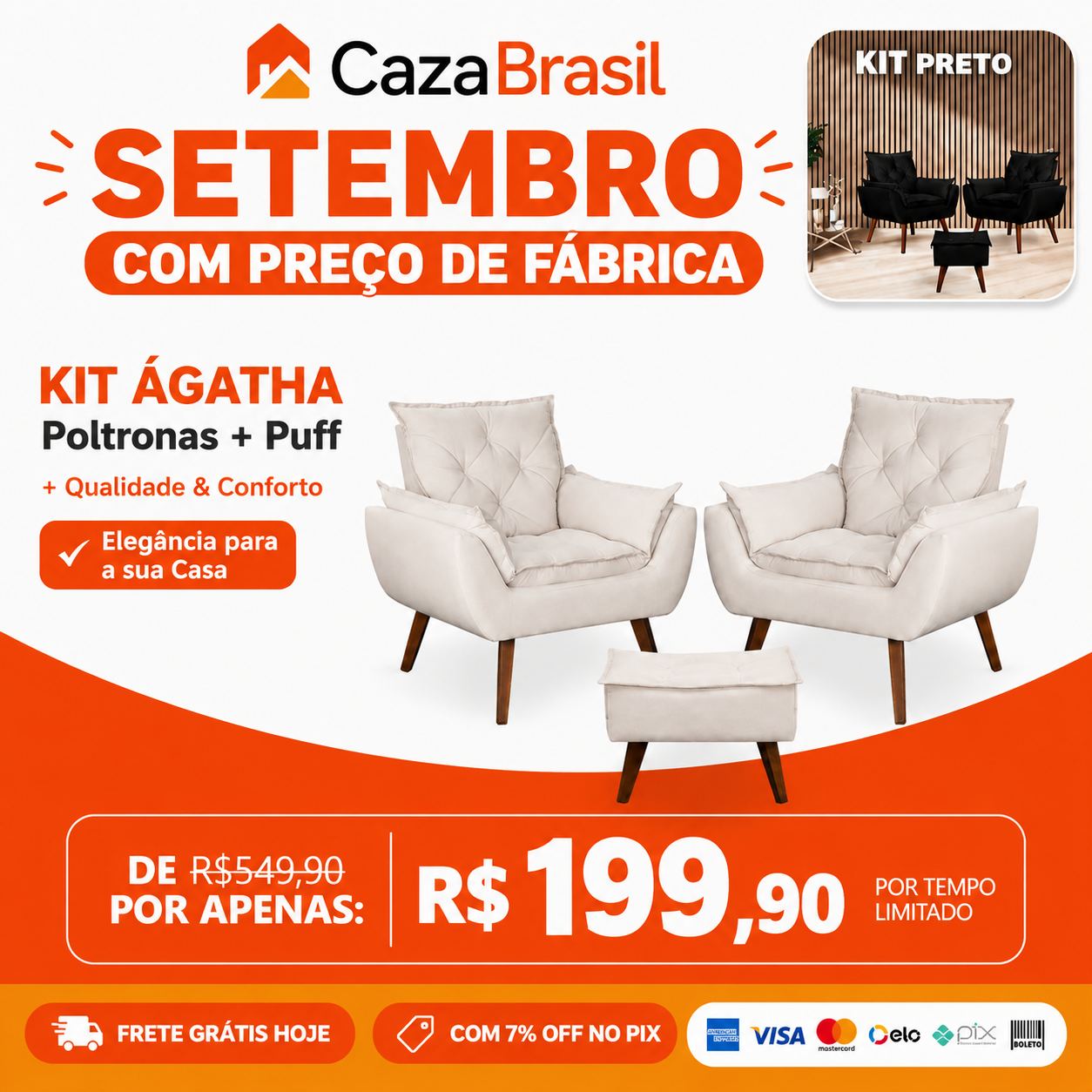 Kit Ágatha Poltronas + Puff!