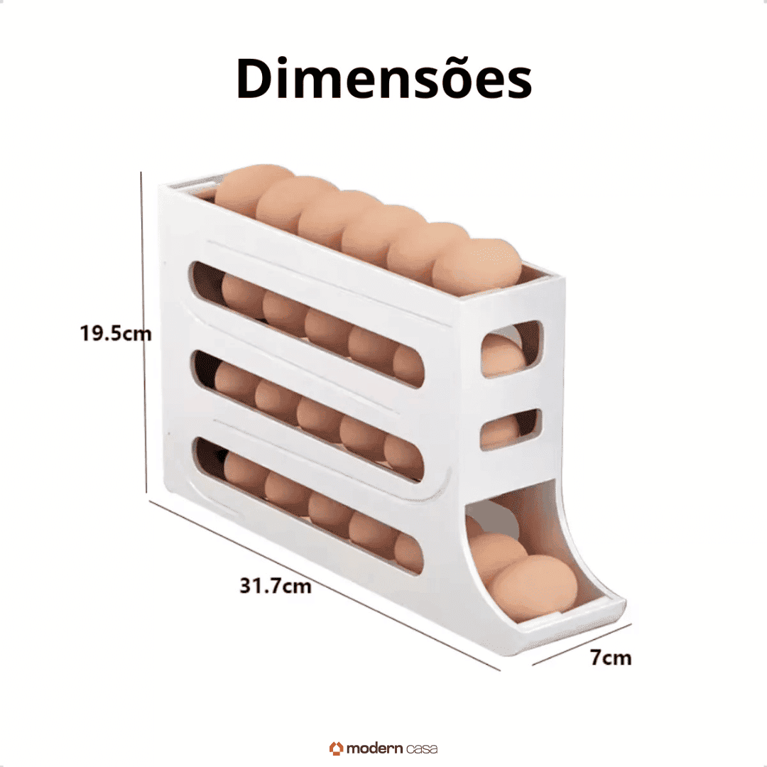Organizador Porta-Ovos com Rolagem Automática 4 andares