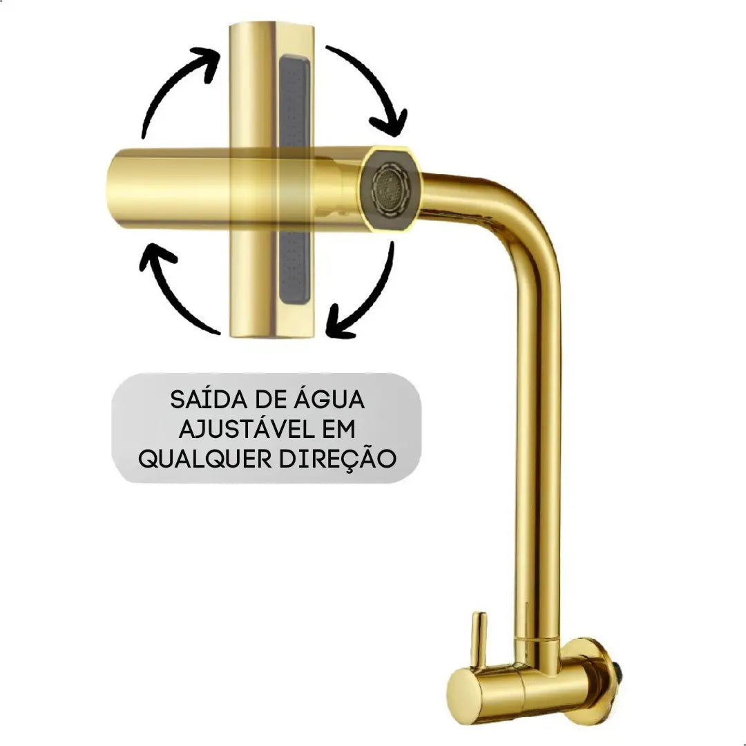 Torneira Soft Inox 4 Jatos Rotativa 360° Dourada