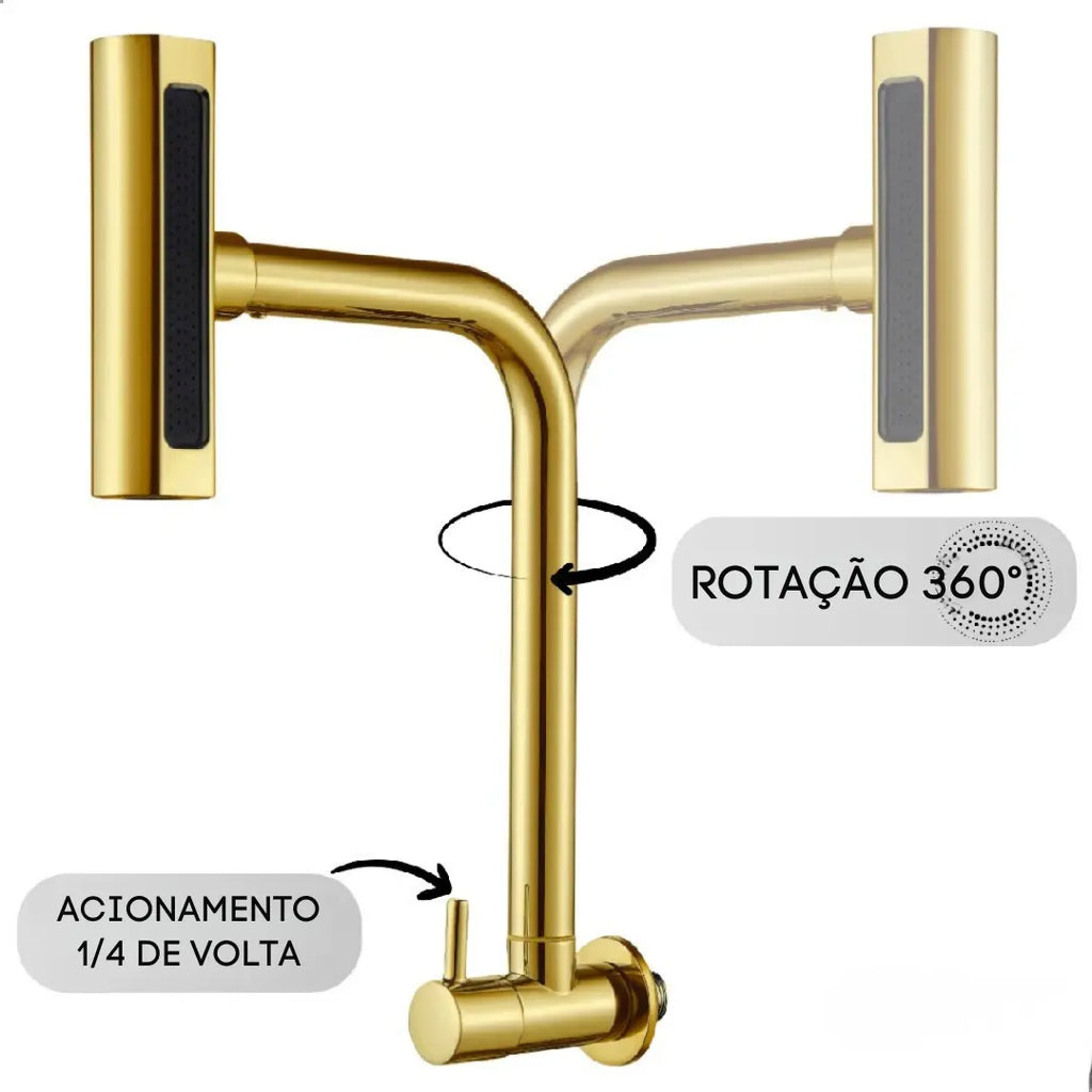 Torneira Soft Inox 4 Jatos Rotativa 360° Dourada