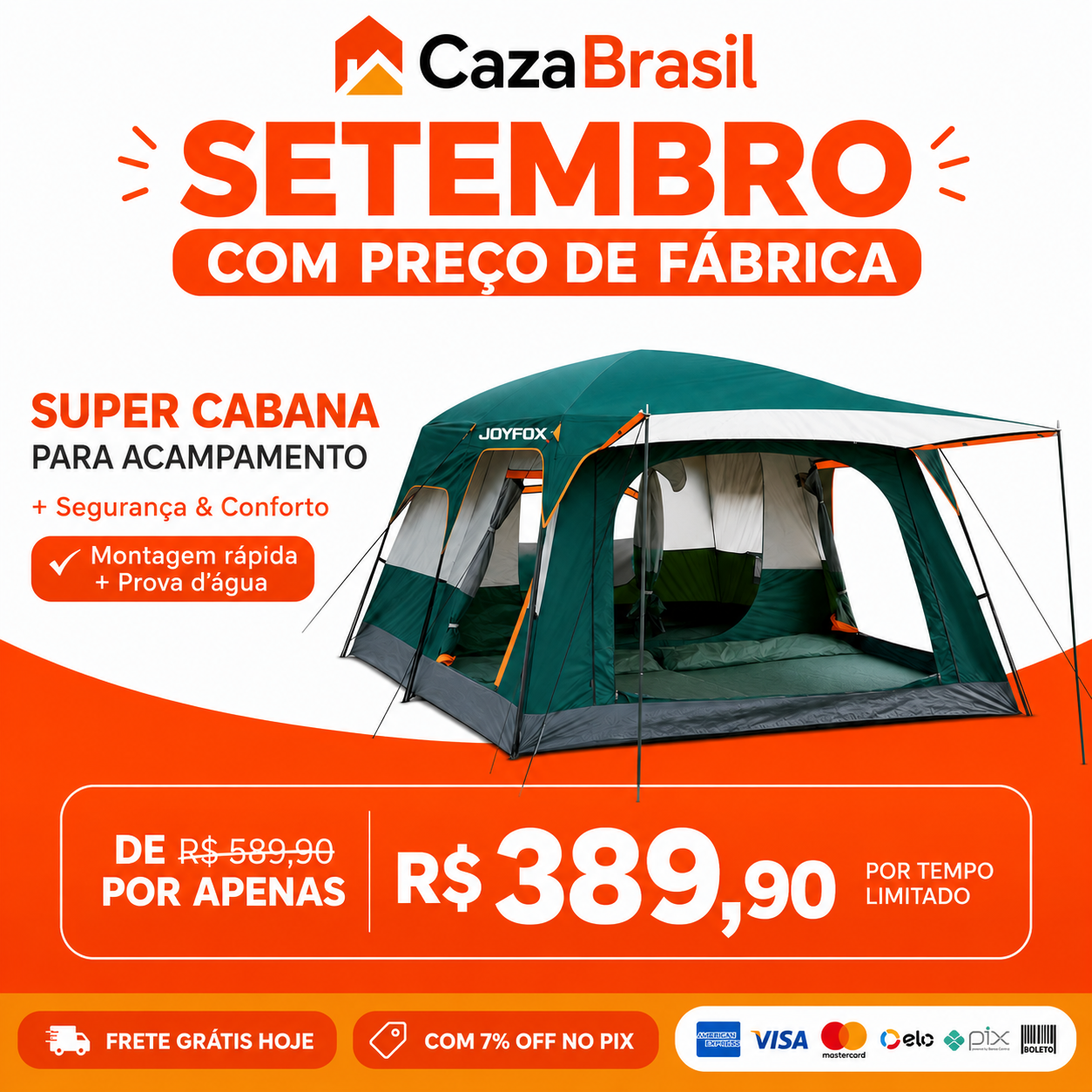 SUPER CABANA PARA ACAMPAMENTO!!