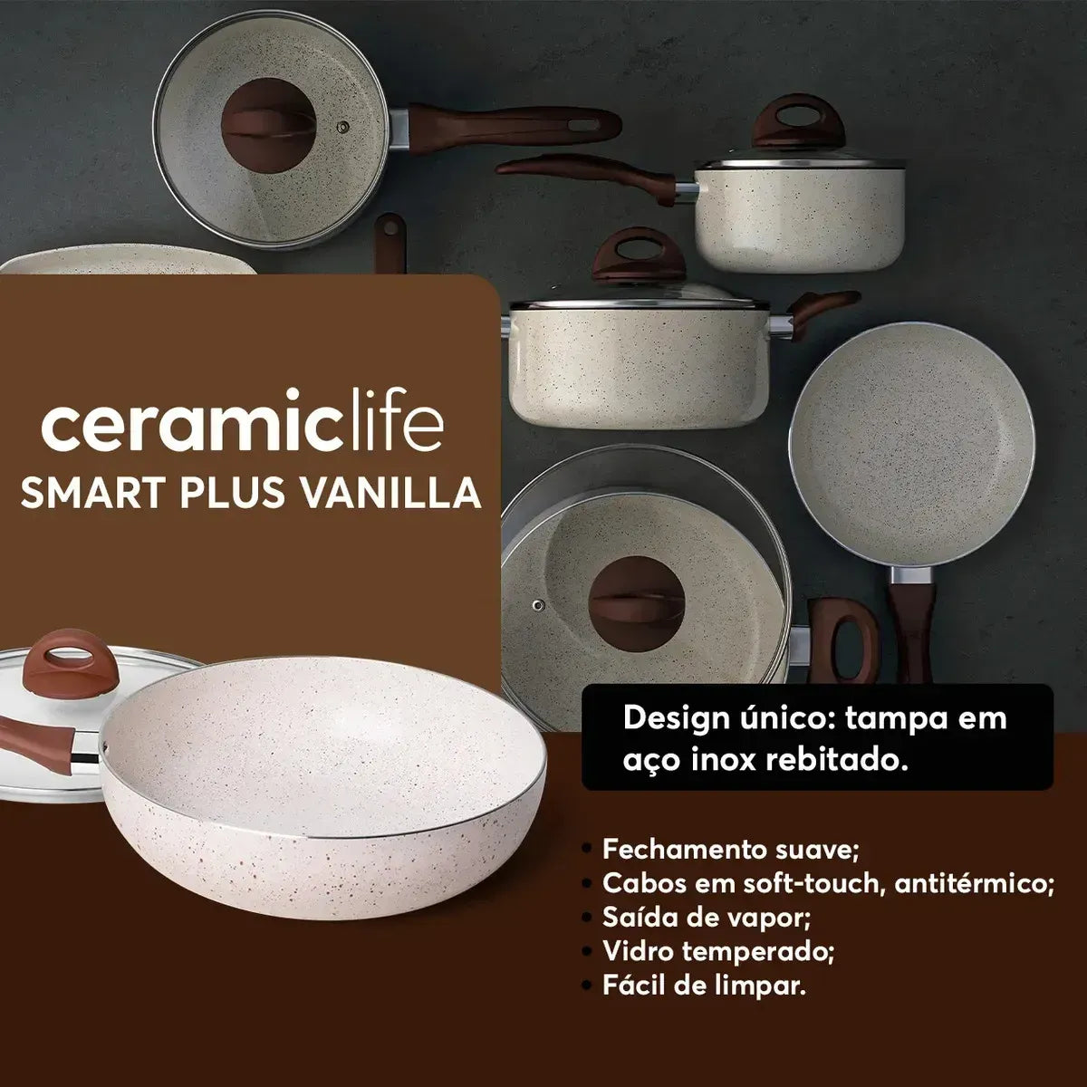 Kit 9 Unidades Panelas Ceramic Brinox