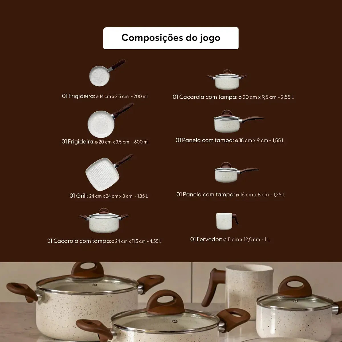 Kit 9 Unidades Panelas Ceramic Brinox